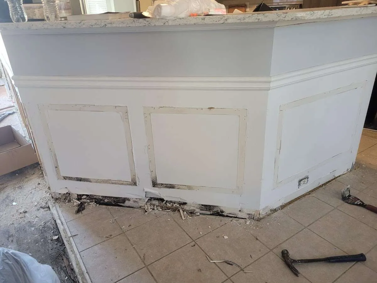 Water damage and mold on kitchen during Storm Damage Restoration in Dearborn